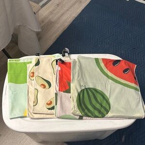 Colorful Fruit and Avocado Print Tote Bag